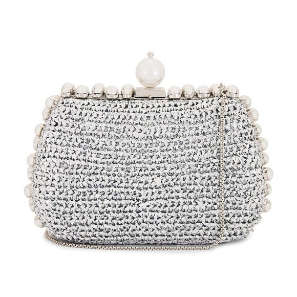 BTB Los Angeles Amelie Metallic Clutch in Silver REVOLVE PEARL PURSE